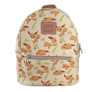 Pokemon Loungefly Eevee Mini Backpack - Allover Eevee Print Poses - Cream